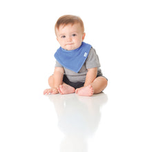 Bumkins Blue Waterproof Bandana Bib on Baby Boy