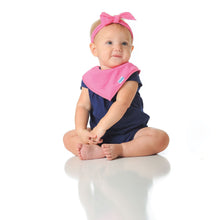 Bumkins Pink Waterproof Bandana Bib on Baby Girl