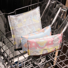 DC Comic Snack bags in top rack of dishwasher