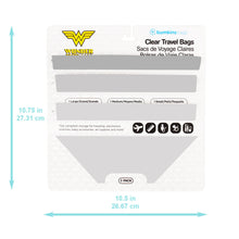 Dimensions of Packaged Clear Travel Bag 3 Pack